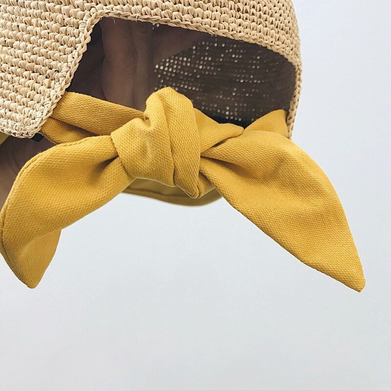 Summer Raffia crochet cloth along with female back bowknot baseball cap equestrian cap duck tongue straw hat