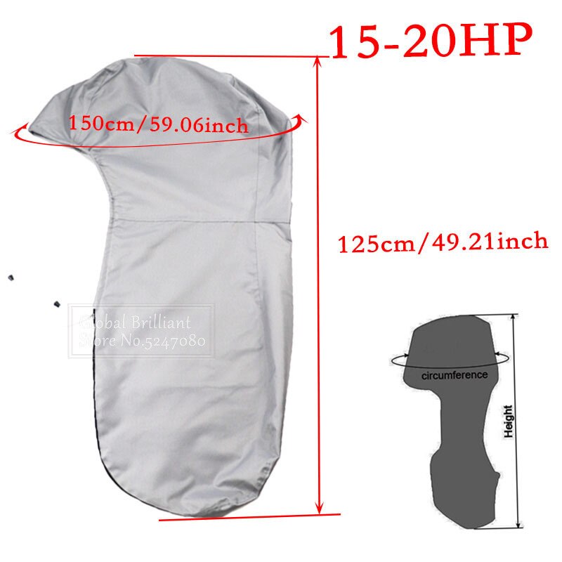 420D Boat Full Outboard Engine Cover Heavy Duty Grey Engine Motor Covers Protector For 6-225HP Waterproof: 15-20hp