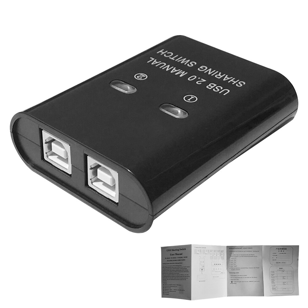 2In1 Out Usb Printer Hub Handleiding Lange Afstand 2 Port Home Office Compact Elektronische Knop Plug En Play Splitter Converter