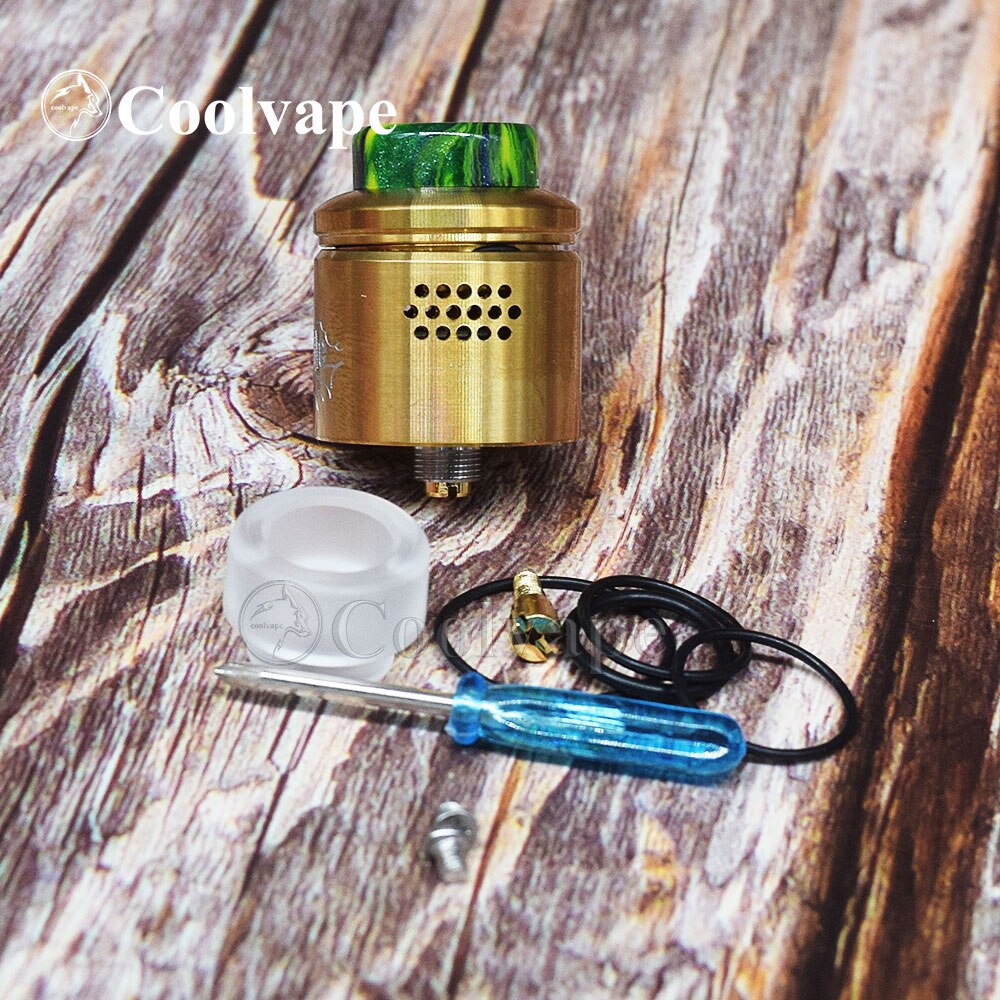 coolvape Profile RDA 24mm Vape Adjustable pin BF Tank Vaporizer Single mesh coil Atomizer vs kylin m rta fit thc tauren mod: Gold