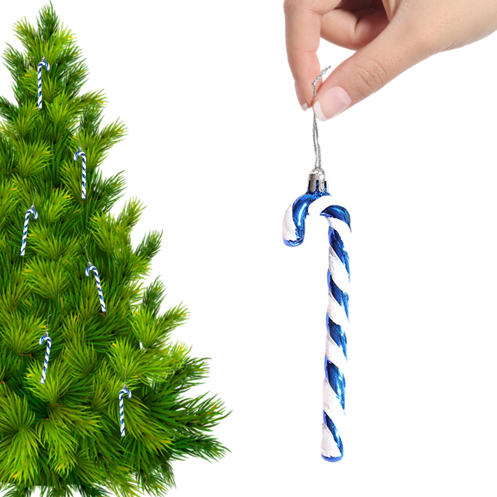 Decorazioni natalizie con bastoncino di zucchero 6 pezzi Albero di Natale con bastoncino di zucchero Ornamento da appendere Decorazioni natalizie per albero di Natale: Blu