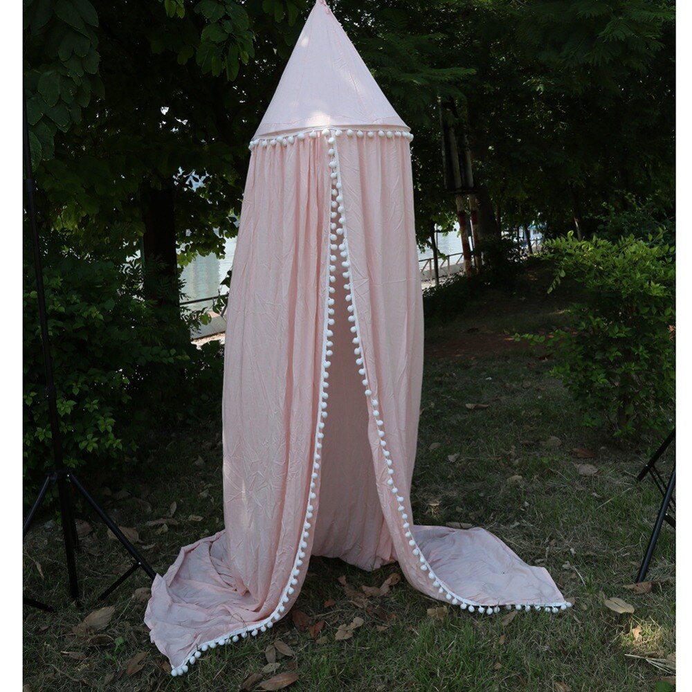 Kids Baby Bedding Round Dome Bed Cotton Canopy Netting Bedcover Mosquito Net Curtain Play Tent For Children Plush Ball Lace net