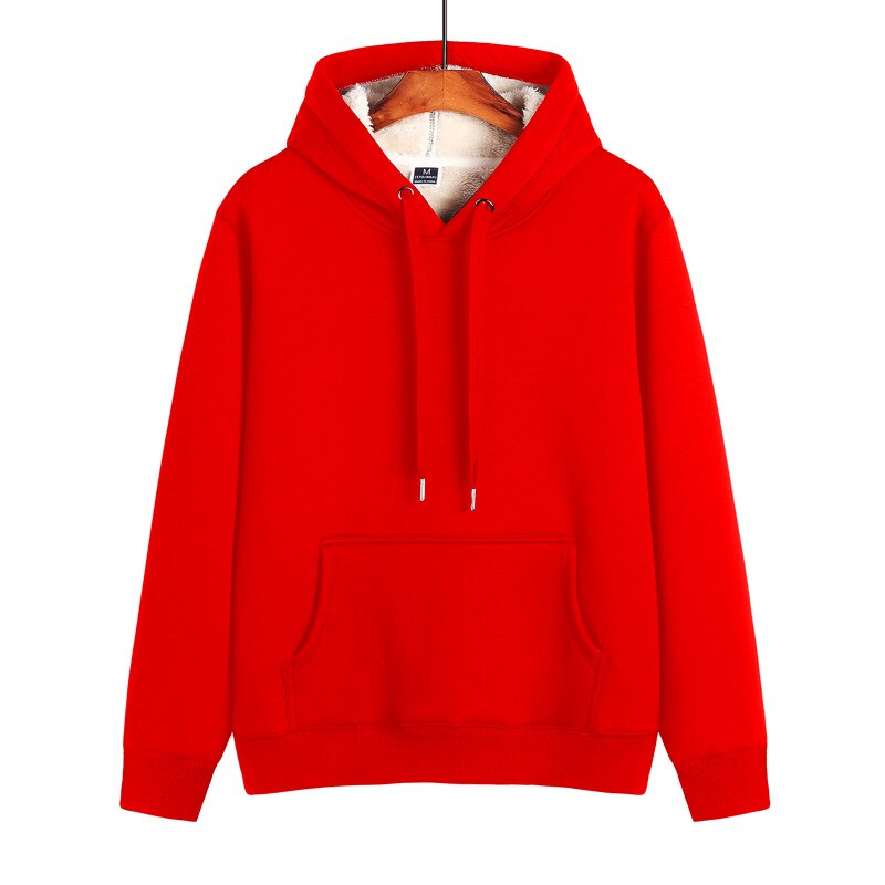 Winter Thicken plush Mens Hoodies Skateboarding Hoodies comfortable Velvet warm Hoodies For Men plus size 4XL: Red / S