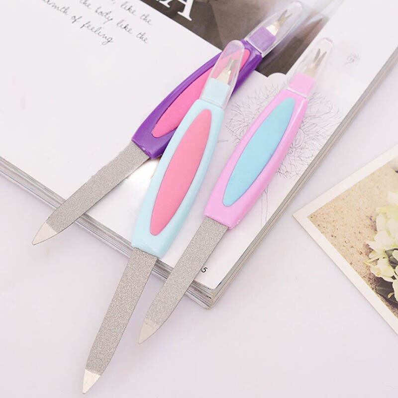 2 Ended Nail Pusher Manicure Bestanden Nail File Cuticle Remover Trimmer Schuren Nail Art Buffer Poolse Tool