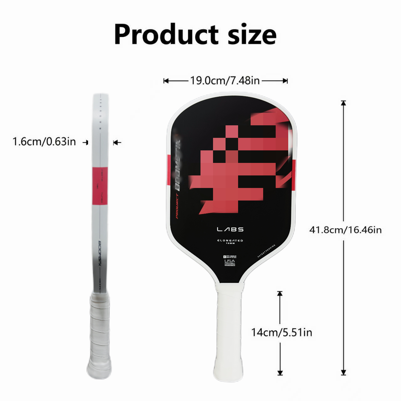 LABS Project Boomstk Elongated Pickleball Paddle 16mm Boom Core Racket Pure Foam Paddle