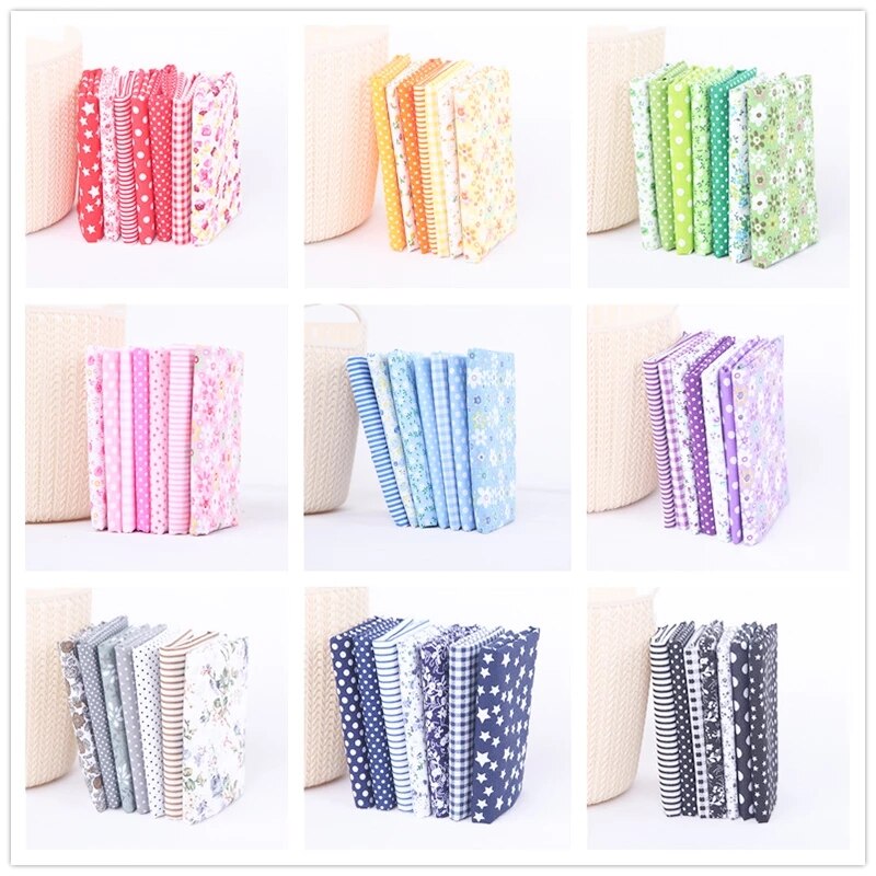7pcs Cotton Fabric Printed Cloth Sewing Fabrics for Patchwork Needlework DIY Accessories Handmade Material Fabric Scraps 50x50
