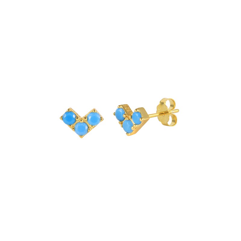 Minimalistische Etnische Turquoise Stud Oorbellen Plated Zilveren Bohemian Oorbellen Voor Koppels Lovers &#39;Anniversary Wedding Jewerly