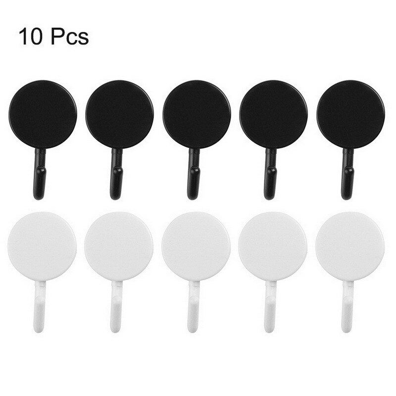 10 Pcs Deur Haak Zelfklevende Muur Haken Transparante Anti-Slip Traceless Zware Stok Op Haak Badkamer Keuken Muur stickers: 10pcs black and blue