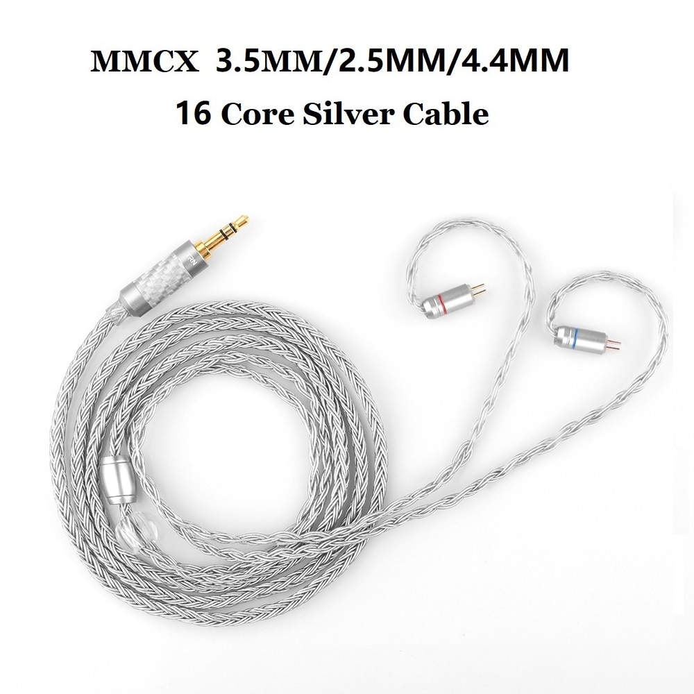 TRN T2 16 núcleos plateado cobre de 2,5 MM Cable equilibrado actualización MMCX 2 pin Cable conector para TRN V80 BA5 V90 cable de auriculares