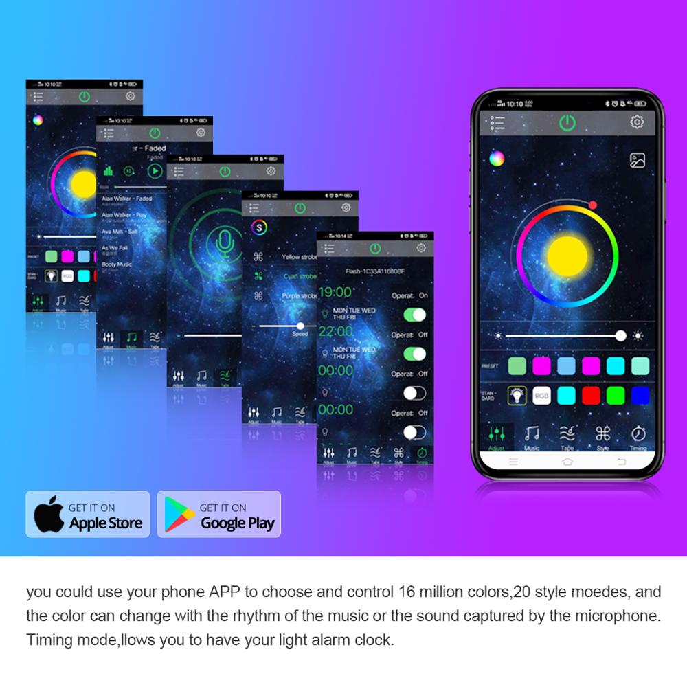 Controlador LED RGB con Bluetooth para el hogar, tira de luces Led con sincronización de música y voz de para dormitorio, regulador de intensidad de lámpara inteligente