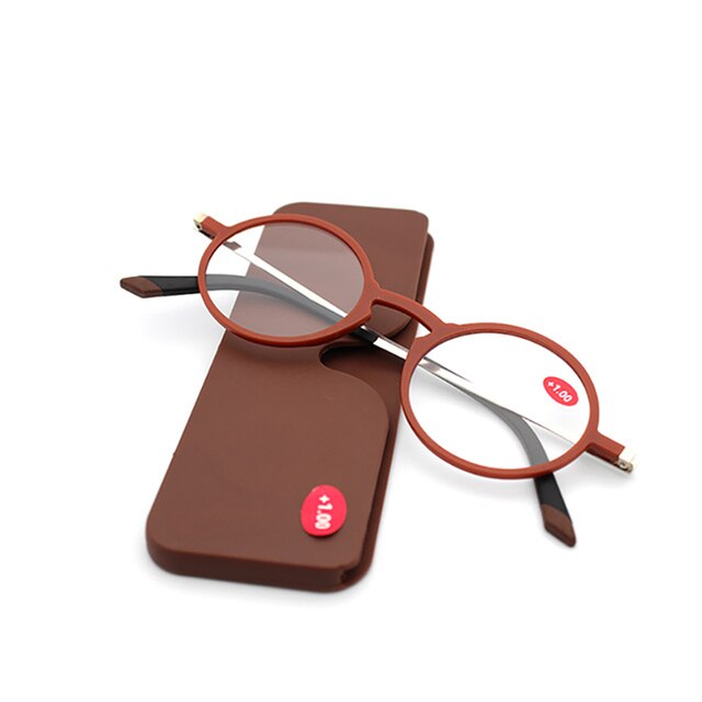 Sighttoo-gafas de lectura Tr90 para mujer, lentes con montura Rectangular, con estuche, plegables, para presbicia, graduadas: Brown / +100
