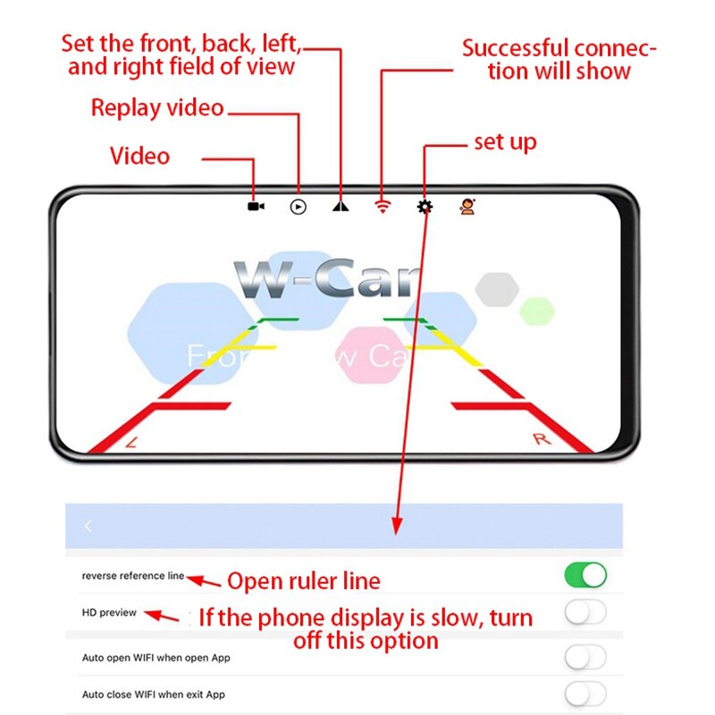 Cámara de visión trasera inalámbrica para coche, sistema de imagen de marcha atrás a prueba de golpes, impermeable, WIFI, para camión, remolque, RV, Camper,