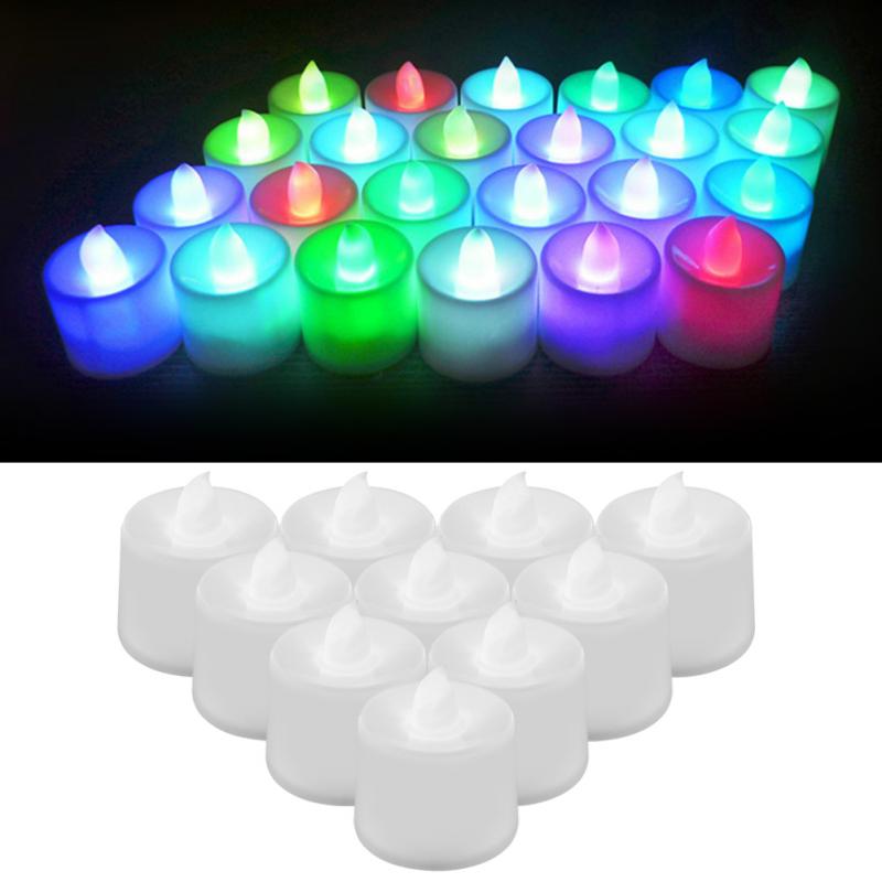 1PC couleur sans flamme LED photophore thé bougies mariage lumière batterie coloré lampe maison mariage anniversaire décoration