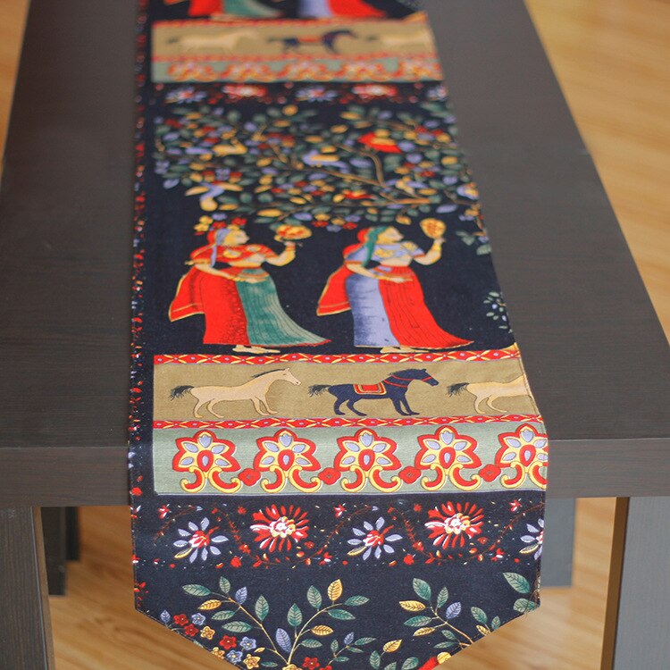 Thai style table runner southeast Asian tea mat cotton linen tea mat home dining runner bed runner cabinet cover