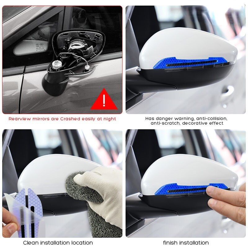 Reflektierende Aufkleber, Warnstreifen, Klebeband, spurlos, schützender Autoaufkleber, Warnung auf dem Auto, Rückspiegel, Außen, Autozubehör