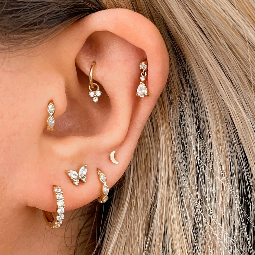 Daith-pendientes de aro para Piercing en la oreja para mujer, aretes minimalistas con hélice perforada de circonita, Color dorado, cartílago, anillo Simple para la nariz, joyería para el cuerpo