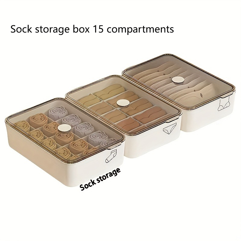 Caja de almacenamiento de ropa interior con tapa transparente, plástico duradero, organizador de guardarropa que ahorra espacio para sujetadores, calcetines, 1 ud.: Multicolor
