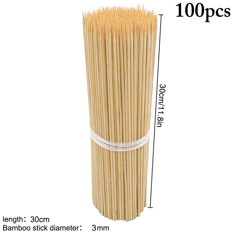 100PCS Bamboo Skewers Natural Disposable Skewer Sticks Kebab Skewers for Grill Bamboo Meat Tool Disposable Long Sticks: D