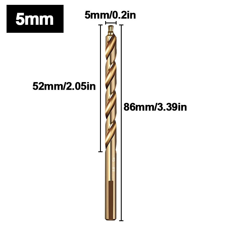 Broca helicoidal escalonada de cobalto, taladro de vástago recto de acero de alta velocidad M35 (3-13 mm) para metal, acero inoxidable y hierro