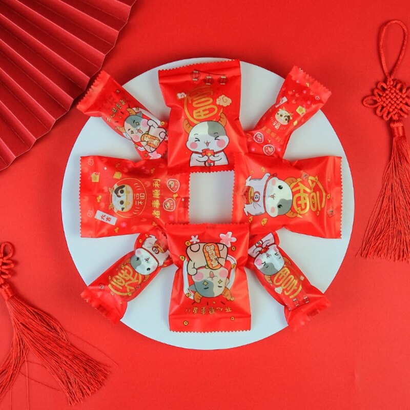 Chinese Year Candy Bundles Nougat Snowflakes Biscuit Packaging Bag Hand Bag