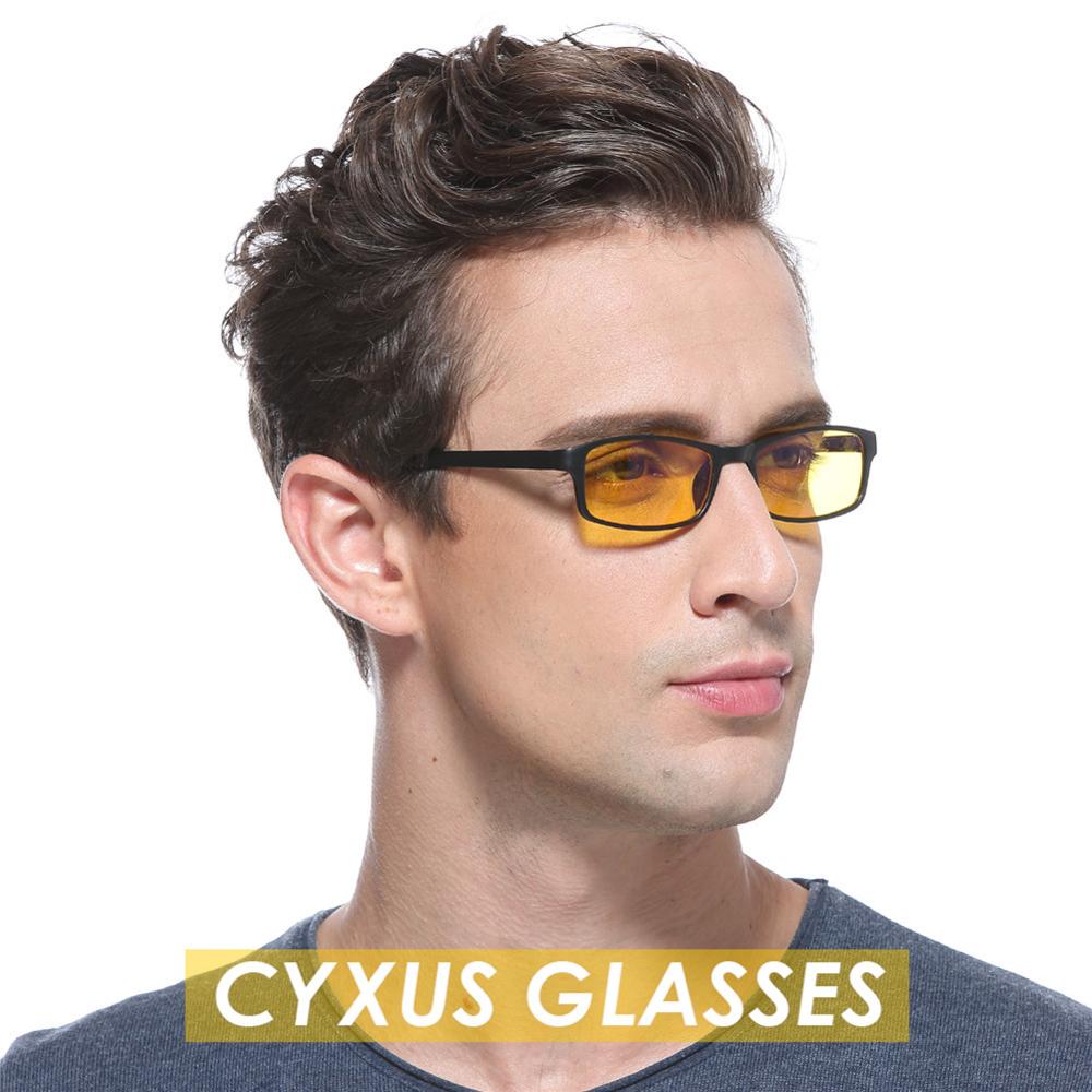 Cyxus Blue Light Blocking Glasses TR90 Rectangle Computer glasses Anti Eye Eyestrain Yellow Lenses Unisex 8327