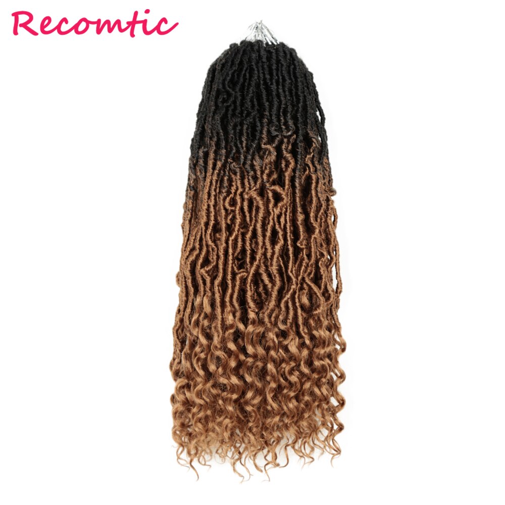 Recomtic 20inch Natural Synthetic Hair Extensions Goddess Nu Locs Crochet Braids Heat Resistant For Black Women: Color OT27