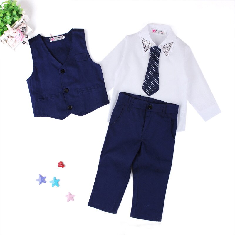 Primavera Toddler Boy abiti formali elegante uniforme scolastica per bambini Gentleman bambini costumi da festa abito Baby Boy abiti da sposa: 6(for 115cm)