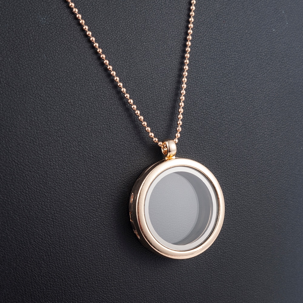 3cm Runde Wohnzimmer luxuriöse Speicher Foto Für Schwimm Charme Glas Medaillon Anhänger Halskette Für Frauen Rose Gold Kette