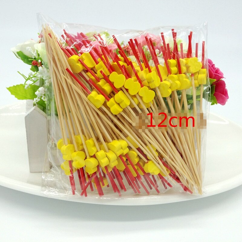 XUNZHE 12Cm Disposable bamboo / color acrylic Cocktail Drink Stirring Sticks Food Dessert Picks Fruit Fork postre accessories: 2