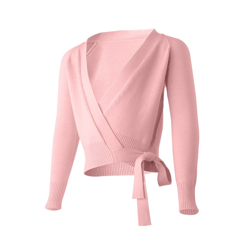 Women Knitwear Dance Warm ups Ballet Sweater Wrap Up Cardigan Long Sleeve Cashmere Winter Dance Warmer Ballerina Dancewear: Pale Pink / XL