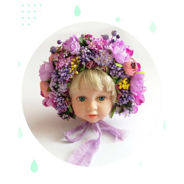 Pudcoco Baby Kopfschmuck Blume Bunte Blume Headwear Kranz Girlande Fotografie Zubehör Requisiten für Mädchen Blumen Haarband: E / 1 Monat