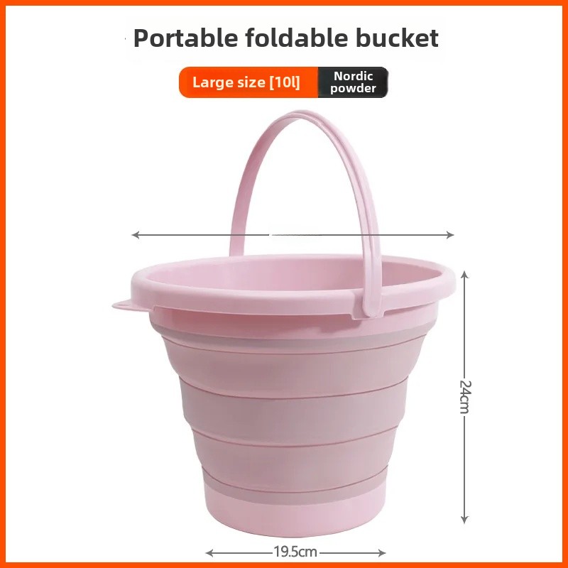 Portable Foldable Multi-Function Bucket Car Travel Fishing Pen Washing Basin Outdoor Use Collapsible Water Container Home Goods: WHITE
