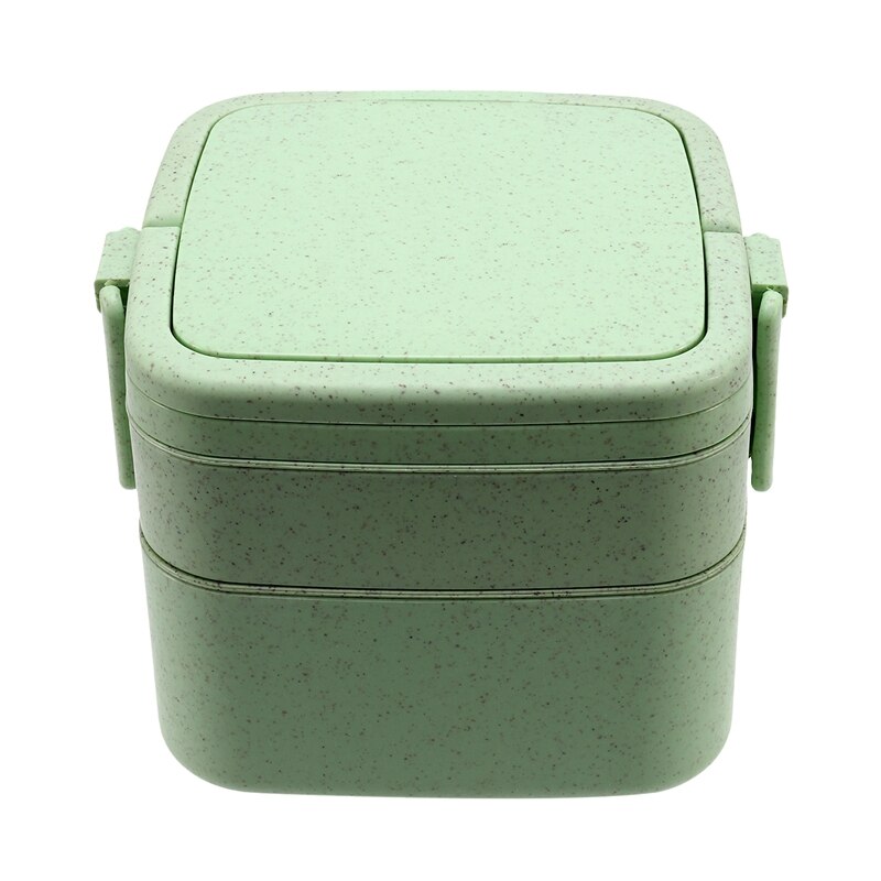 Lunchbox van tarwestro, dubbel rooster, draagbare lunchbox voor studenten, verzegelde lunchbox voor op het werk