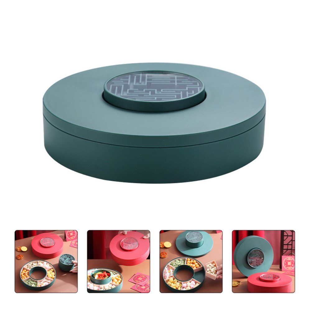 1pc Home Candy Box Compartments Dried Fruit Candy Box Food Storage Plate: Green