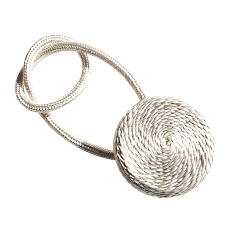 Magneter til gardinholder fangster gardin tilbehør tieback europa stil kort flettet rund magnet magnetisk: Beige