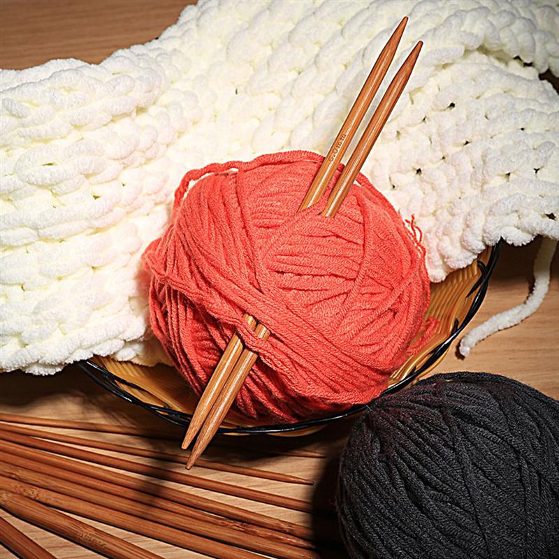 75 Pcs 20cm Bamboo Knitting Needles Set Dual-end Carbonization Knitting Needles Handmade Long Sweater Straight Needle Kit for Ho