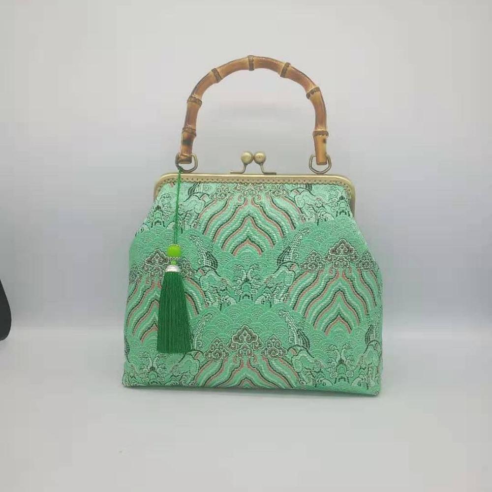 Unique Lock Shell Bags Wood Vintage Flowers Bag Chain Women Shoulder Crossbody Bag Pure Handmade Tote Women&#39;s Handbags: women bag 7