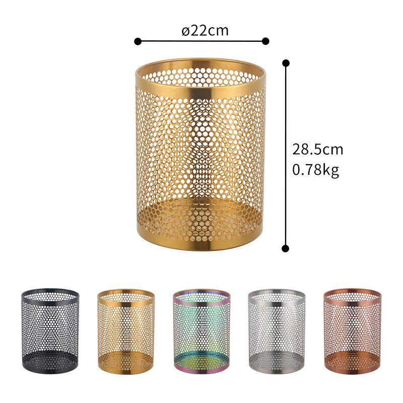 1Pc Stainless Steel Kitchen Trash Can Office Gold Mesh Trash Bin Home Waste Bin Car Storage Bucket Living Room Garbage Basket
