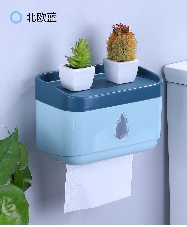 Toilet Plastic Tissue Box Household Punch-free Roll Paper Box Bathroom Wall-mounted Toilet Paper Storage Rack Kitchen Items: 3
