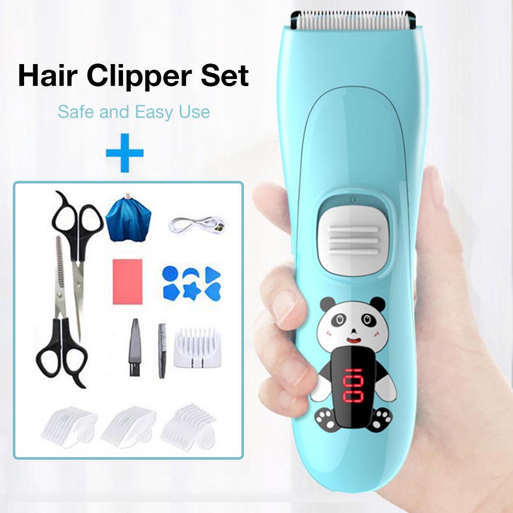 Usb profissional máquina de cortar cabelo conjunto recarregável cortador de cabelo elétrico trimmer bebê segurança aparador de cabelo com 3 pçs guia pentes
