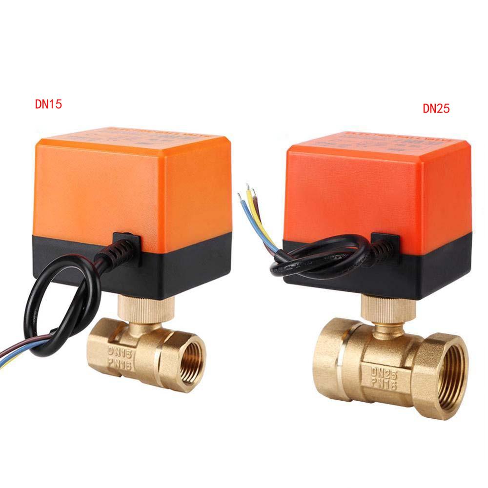 Robinet à bille électrique en laiton 220V DN15 DN25 | 2 voies, 3 fils, vanne d'eau et de gaz, fil 1,6mpa, Rotation de 90 degrés