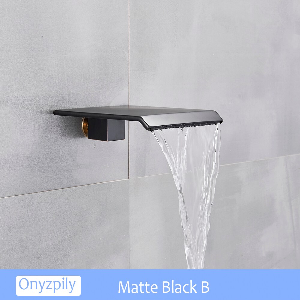 Onyzpily preto fosco torneira do chuveiro bico girar banho bico acessório cachoeira banheira bico bacia de saída água: Matte Black B