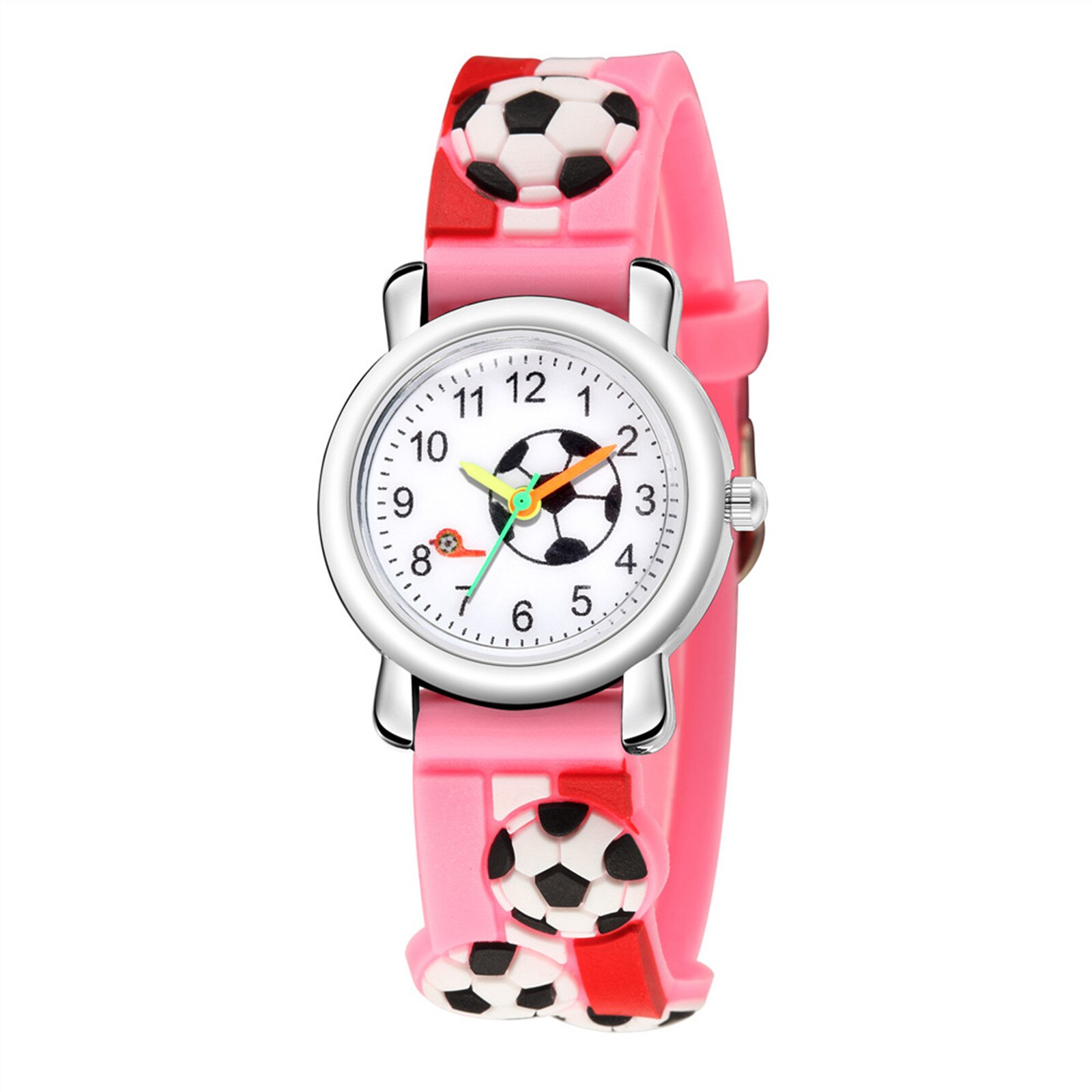Whistle Football Dial Children Watch Students Time Clock Digital Kids Watches Girls Boys Child Quartz Wristwatch: Pink