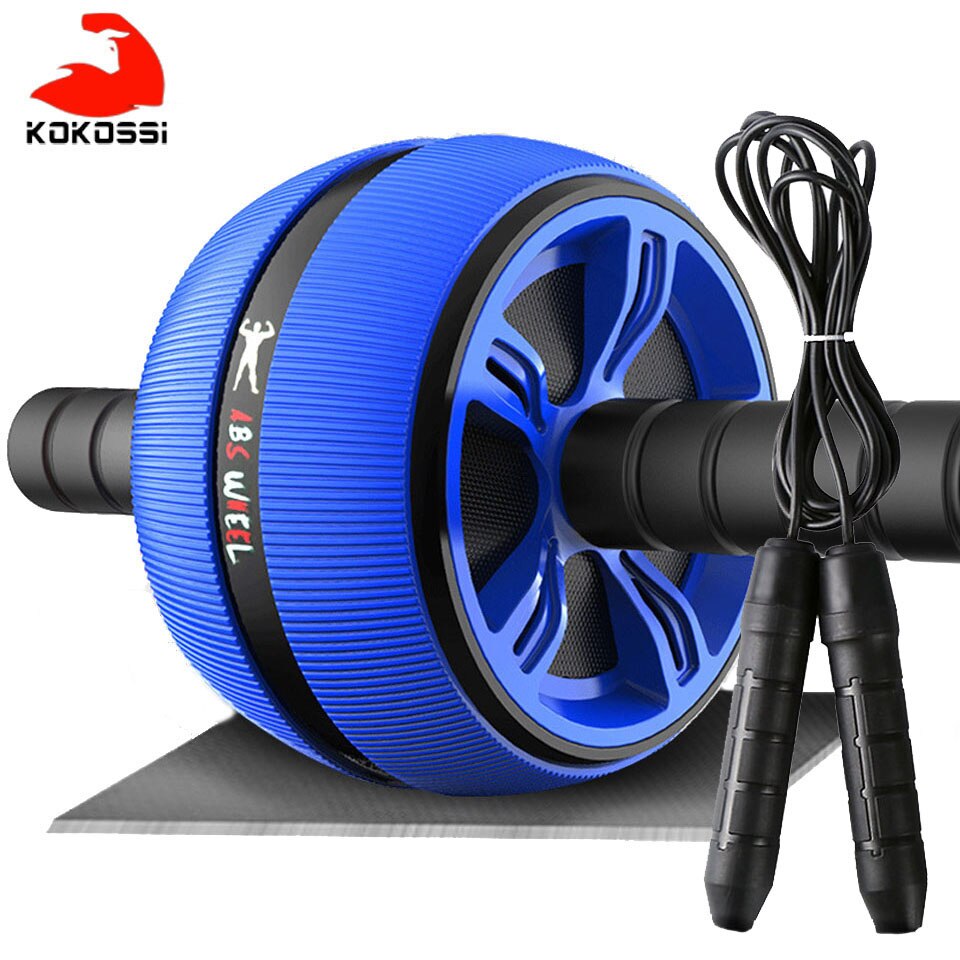 Kokossi Abs Abdominale Roller Oefening Wiel Fitness Apparatuur Mute Roller Voor Armen Terug Buik Core Trainer Body Vorm Training: Blue with rope