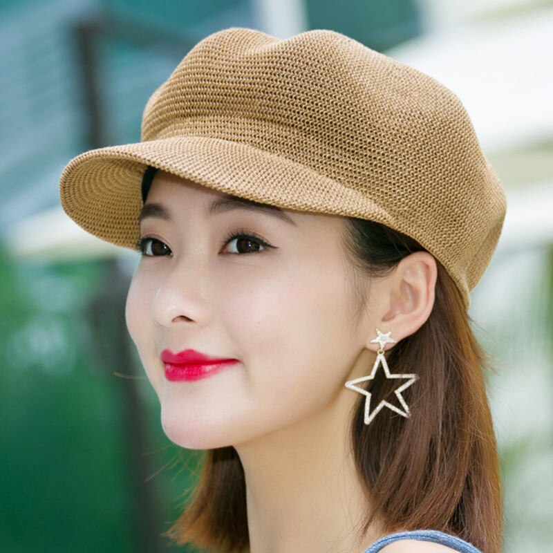 Sombreros de sol con tapa respirable para mujer, sombreros de de estilo británico, casuales, de paja , plegables, con protector solar, para viaje,: camel