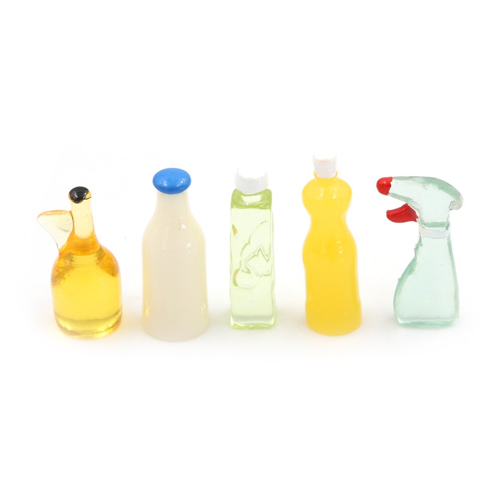 1:12 Scale Toy 5 Pieces Plastic Kitchen Bottles Height 3cm Dollhouse Miniature for Doll Accessories