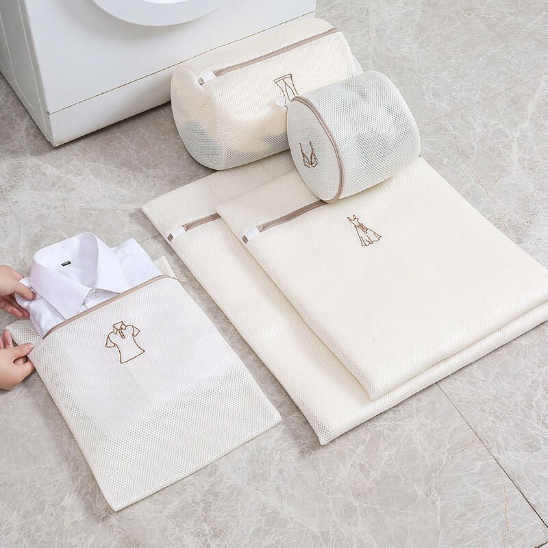 6pcs/Set Bathroom Embroidered Laundry Bag Household Washing Machine Storage Mesh Bag Thick Korean Wash Bag Laundry Tools