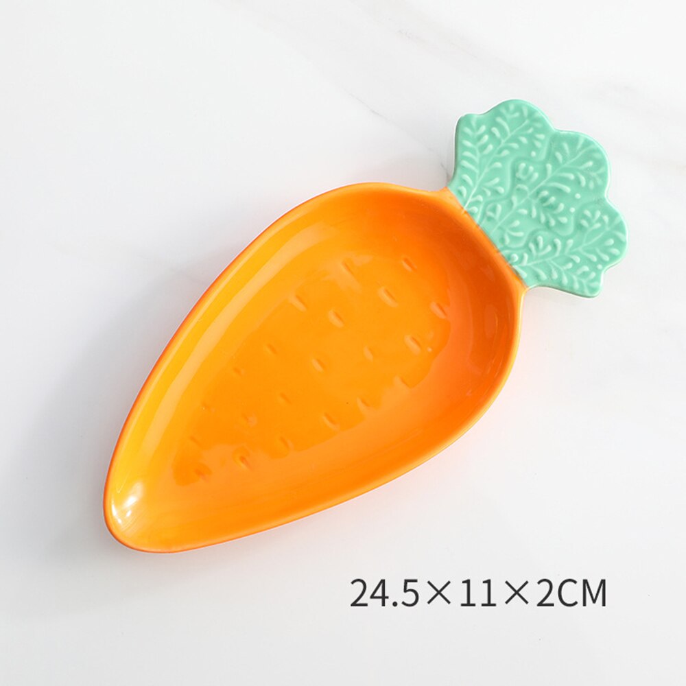 1pc avokado gulrot tallerken godteri fruktsalat keramisk servise husholdning dessert tallerken kjøkken søt praktisk servise: Gulrotplate