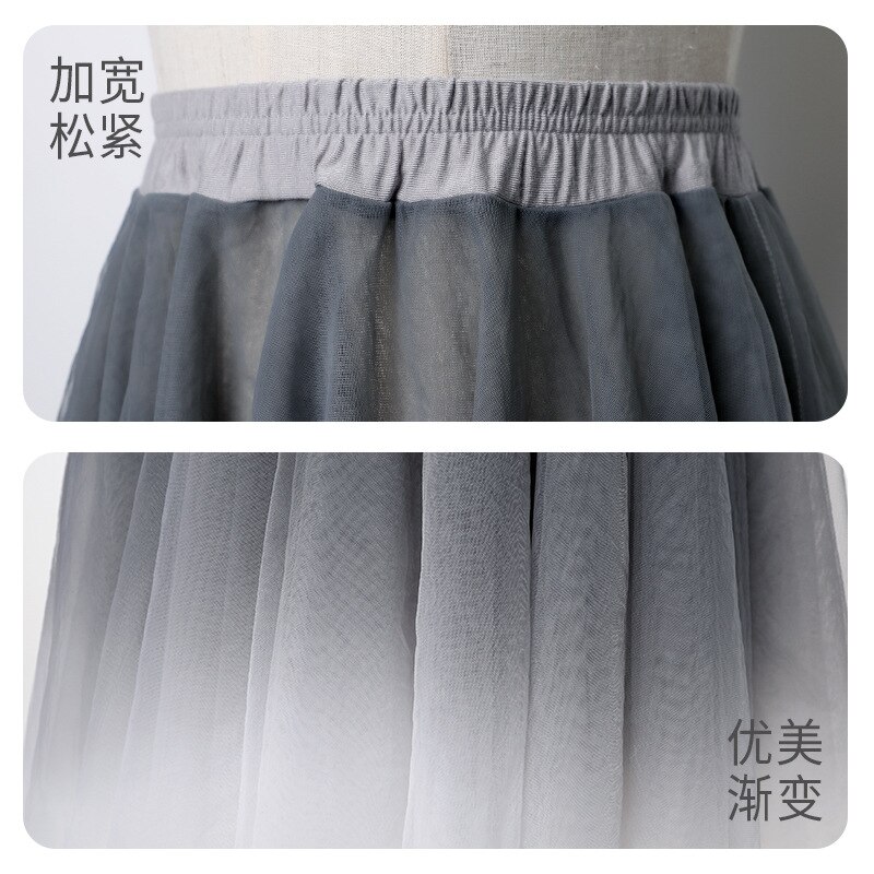 1pcs/lot vintage Women Ballet costumes Adults Dance long sleeve top Skirts Adults Soft Gradient Gray Ballet Dress