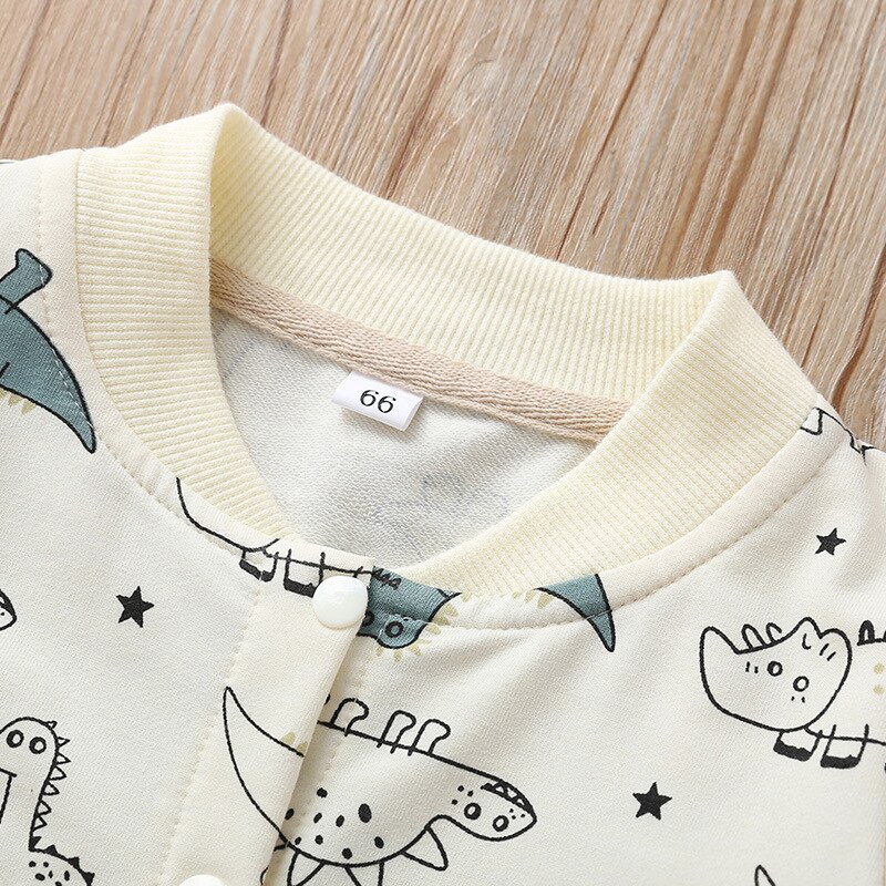 Carter niño pequeño primavera y otoño bebé niño y niña dibujos animados dinosaurio mono de manga larga